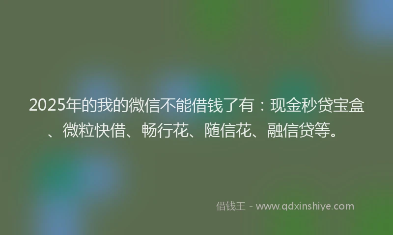 2025年的我的微信不能借钱了有：现金秒贷宝盒、微粒快借、畅行花、随信花、融信贷等。
