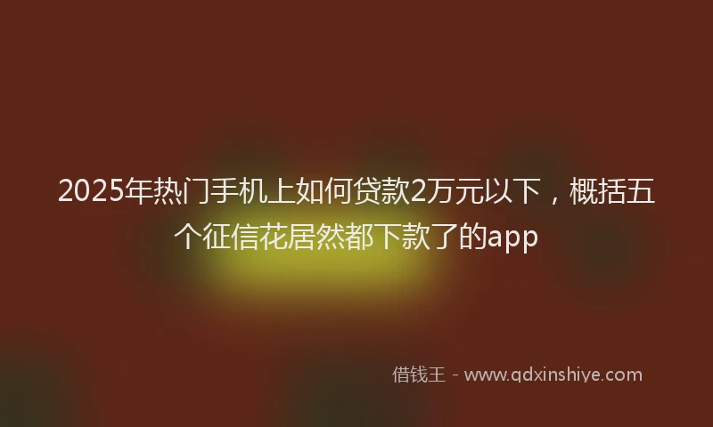 2025年热门手机上如何贷款2万元以下，概括五个征信花居然都下款了的app