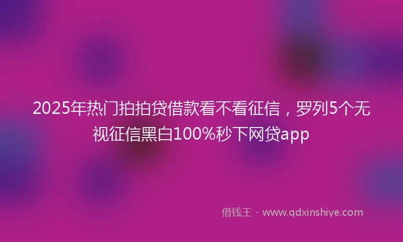 2025年热门拍拍贷借款看不看征信，罗列5个无视征信黑白100%秒下网贷app