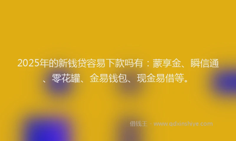 2025年的新钱贷容易下款吗有：蒙享金、瞬信通、零花罐、金易钱包、现金易借等。