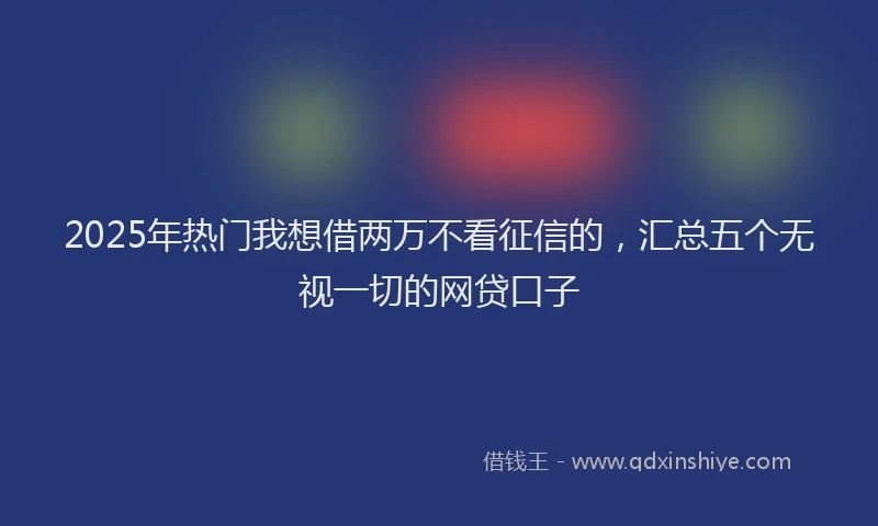 2025年热门我想借两万不看征信的，汇总五个无视一切的网贷口子