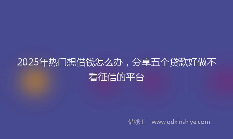 2025年热门想借钱怎么办，分享五个贷款好做不看征信的平台