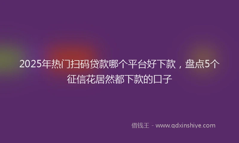 2025年热门扫码贷款哪个平台好下款，盘点5个征信花居然都下款的口子