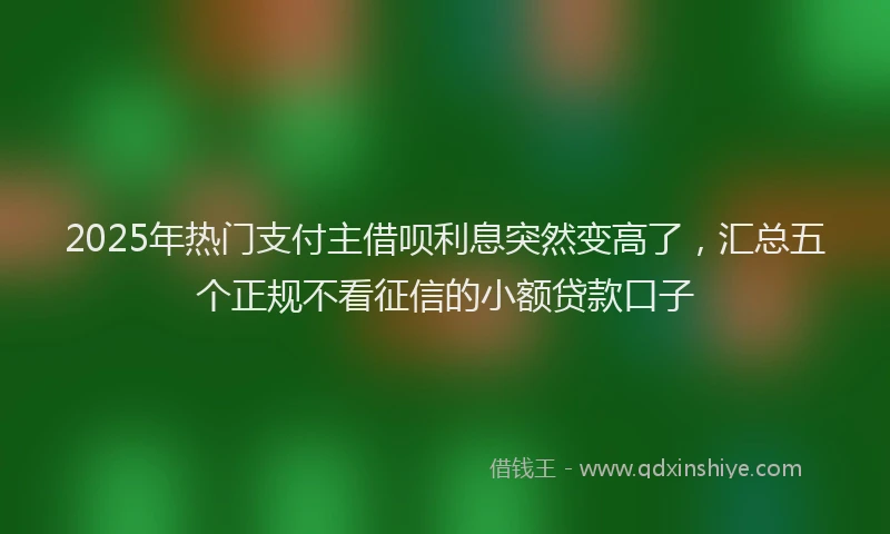 2025年热门支付主借呗利息突然变高了，汇总五个正规不看征信的小额贷款口子