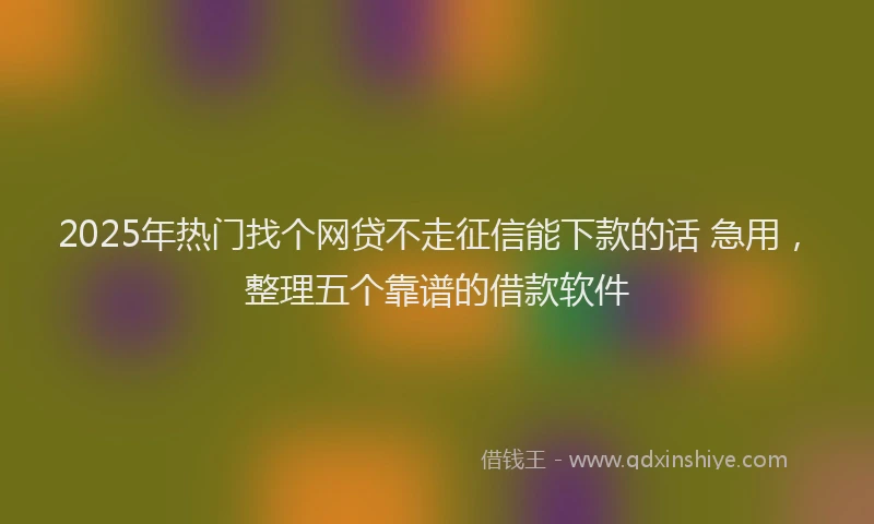 2025年热门找个网贷不走征信能下款的话 急用，整理五个靠谱的借款软件