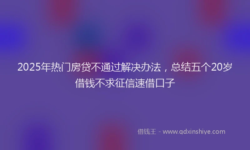 2025年热门房贷不通过解决办法，总结五个20岁借钱不求征信速借口子