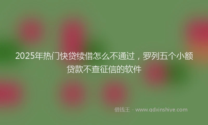 2025年热门快贷续借怎么不通过，罗列五个小额贷款不查征信的软件