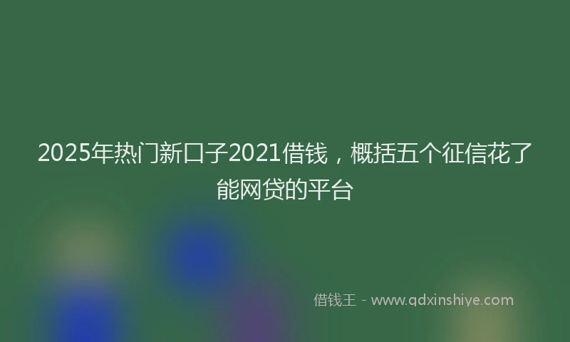 2025年热门新口子2021借钱，概括五个征信花了能网贷的平台