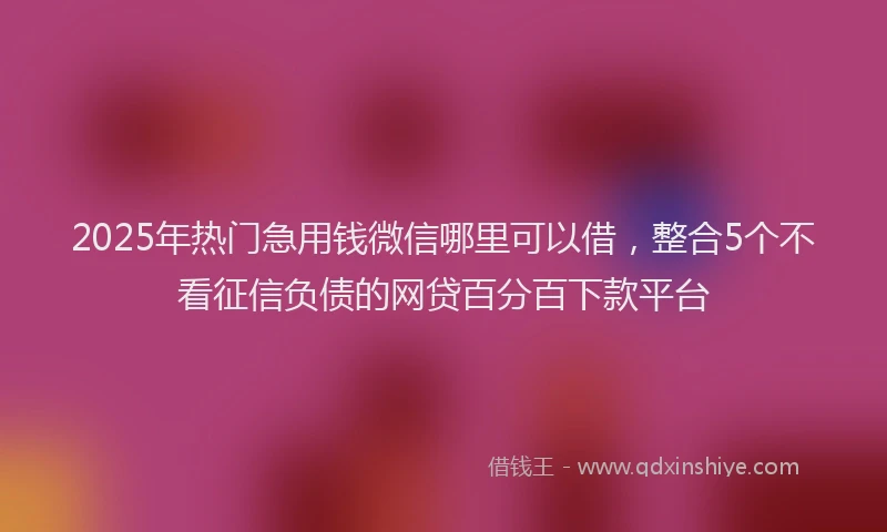 2025年热门急用钱微信哪里可以借，整合5个不看征信负债的网贷百分百下款平台