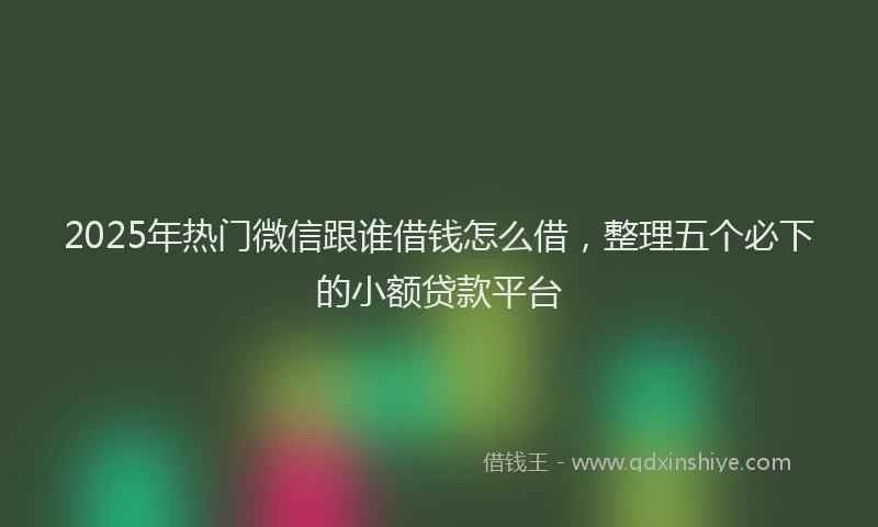 2025年热门微信跟谁借钱怎么借，整理五个必下的小额贷款平台