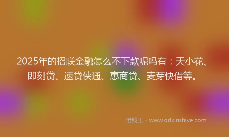 2025年的招联金融怎么不下款呢吗有：天小花、即刻贷、速贷侠通、惠商贷、麦芽快借等。