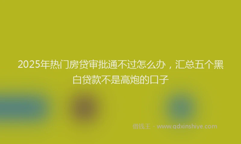 2025年热门房贷审批通不过怎么办，汇总五个黑白贷款不是高炮的口子