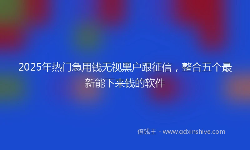 2025年热门急用钱无视黑户跟征信，整合五个最新能下来钱的软件