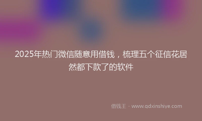 2025年热门微信随意用借钱，梳理五个征信花居然都下款了的软件