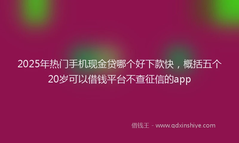 2025年热门手机现金贷哪个好下款快，概括五个20岁可以借钱平台不查征信的app
