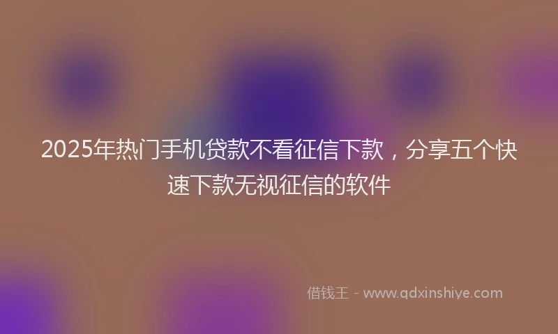 2025年热门手机贷款不看征信下款，分享五个快速下款无视征信的软件