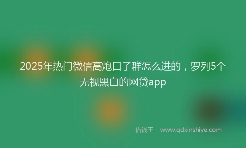 2025年热门微信高炮口子群怎么进的，罗列5个无视黑白的网贷app