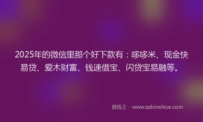 2025年的微信里那个好下款有：哆哆米、现金快易贷、爱木财富、钱速借宝、闪贷宝易融等。