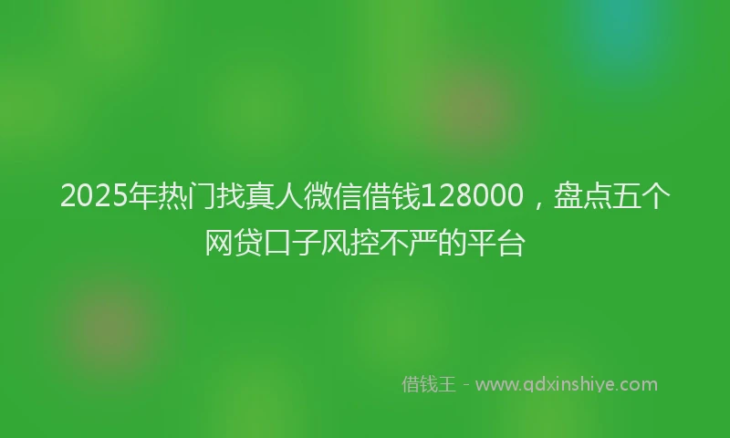 2025年热门找真人微信借钱128000，盘点五个网贷口子风控不严的平台