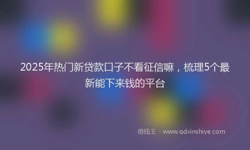 2025年热门新贷款口子不看征信嘛，梳理5个最新能下来钱的平台