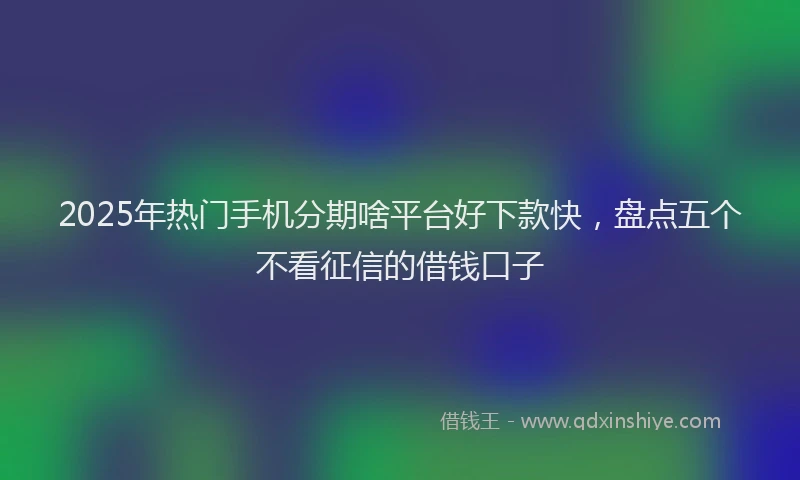 2025年热门手机分期啥平台好下款快，盘点五个不看征信的借钱口子