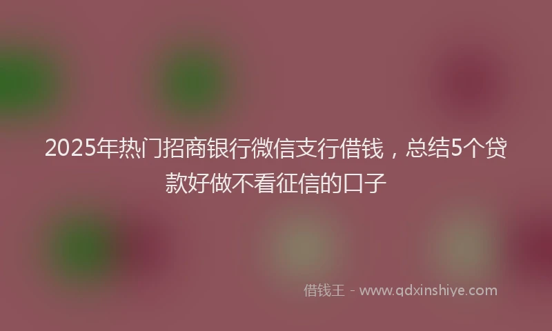 2025年热门招商银行微信支行借钱，总结5个贷款好做不看征信的口子