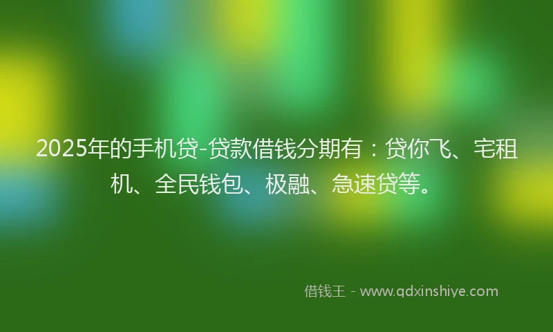 2025年的手机贷-贷款借钱分期有：贷你飞、宅租机、全民钱包、极融、急速贷等。