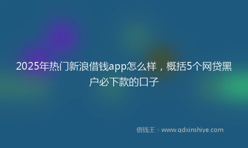 2025年热门新浪借钱app怎么样，概括5个网贷黑户必下款的口子