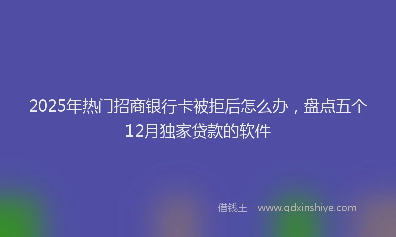 2025年热门招商银行卡被拒后怎么办，盘点五个12月独家贷款的软件