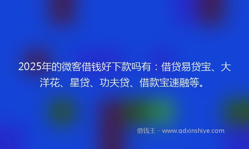 2025年的微客借钱好下款吗有：借贷易贷宝、大洋花、星贷、功夫贷、借款宝速融等。