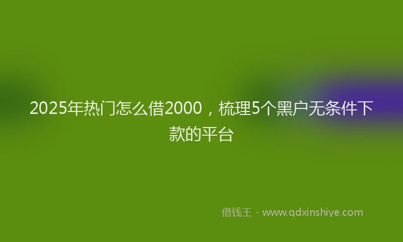 2025年热门怎么借2000，梳理5个黑户无条件下款的平台