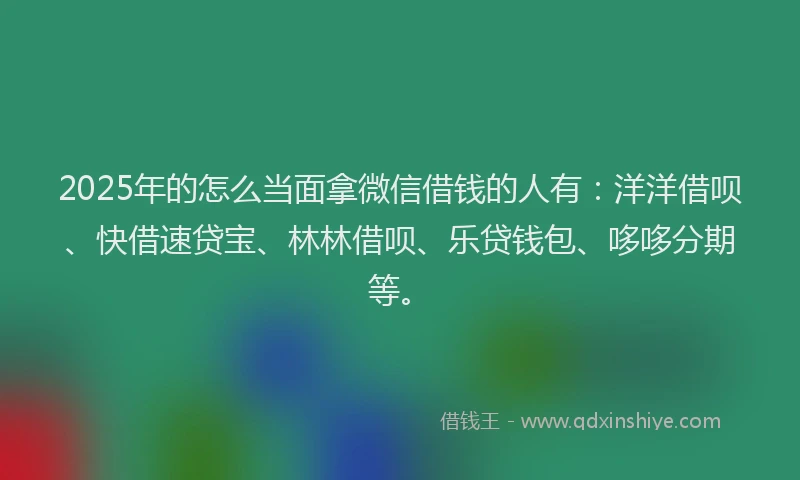 2025年的怎么当面拿微信借钱的人有：洋洋借呗、快借速贷宝、林林借呗、乐贷钱包、哆哆分期等。