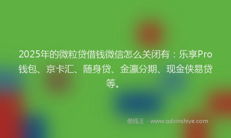 2025年的微粒贷借钱微信怎么关闭有：乐享Pro钱包、京卡汇、随身贷、金瀛分期、现金侠易贷等。