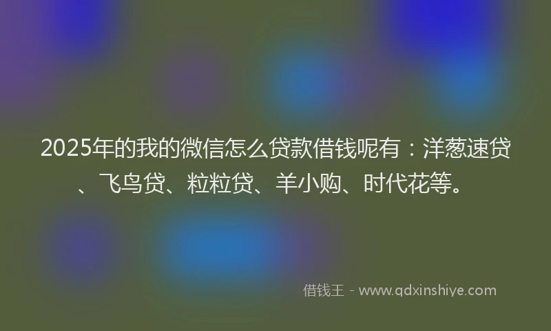 2025年的我的微信怎么贷款借钱呢有：洋葱速贷、飞鸟贷、粒粒贷、羊小购、时代花等。