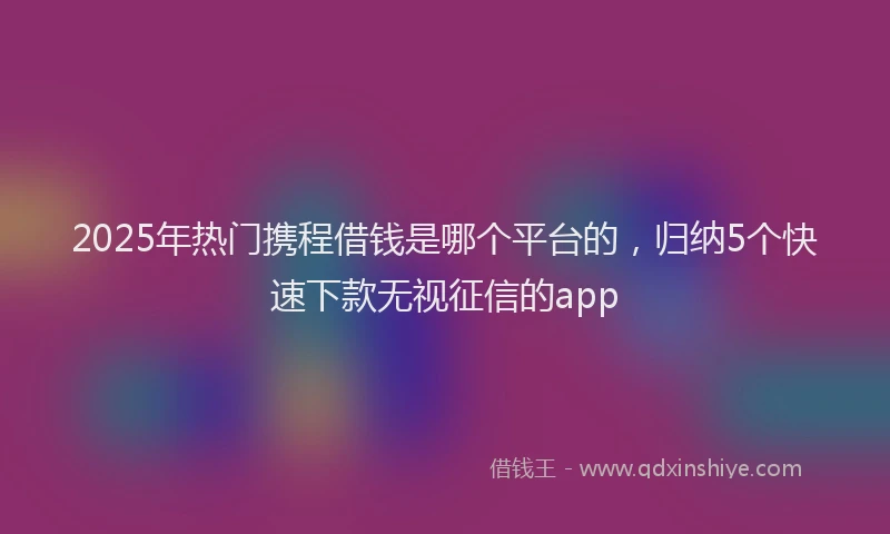 2025年热门携程借钱是哪个平台的，归纳5个快速下款无视征信的app