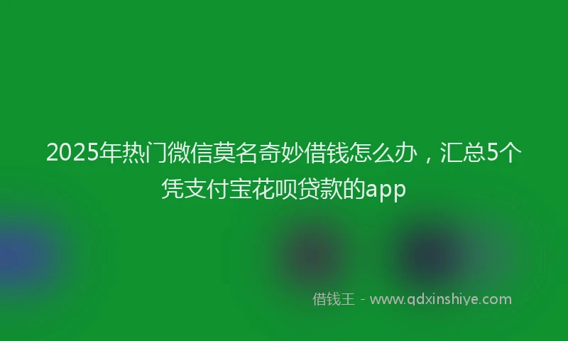 2025年热门微信莫名奇妙借钱怎么办，汇总5个凭支付宝花呗贷款的app