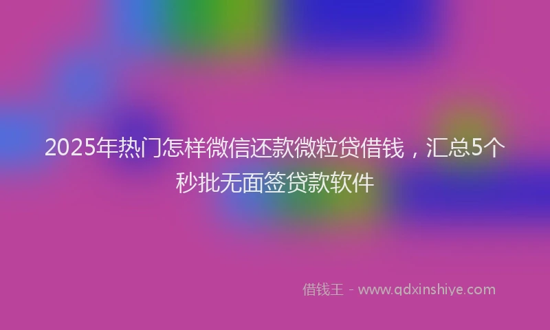 2025年热门怎样微信还款微粒贷借钱，汇总5个秒批无面签贷款软件