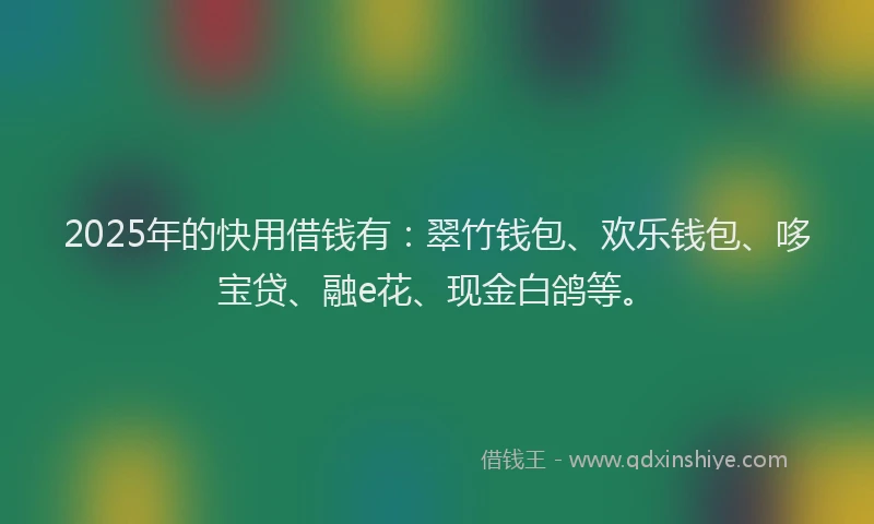 2025年的快用借钱有：翠竹钱包、欢乐钱包、哆宝贷、融e花、现金白鸽等。