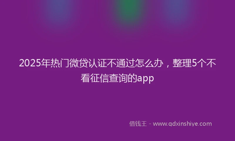 2025年热门微贷认证不通过怎么办，整理5个不看征信查询的app