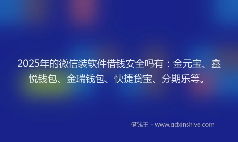 2025年的微信装软件借钱安全吗有：金元宝、鑫悦钱包、金瑞钱包、快捷贷宝、分期乐等。