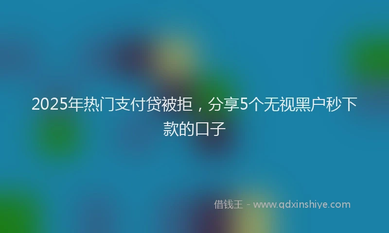 2025年热门支付贷被拒，分享5个无视黑户秒下款的口子