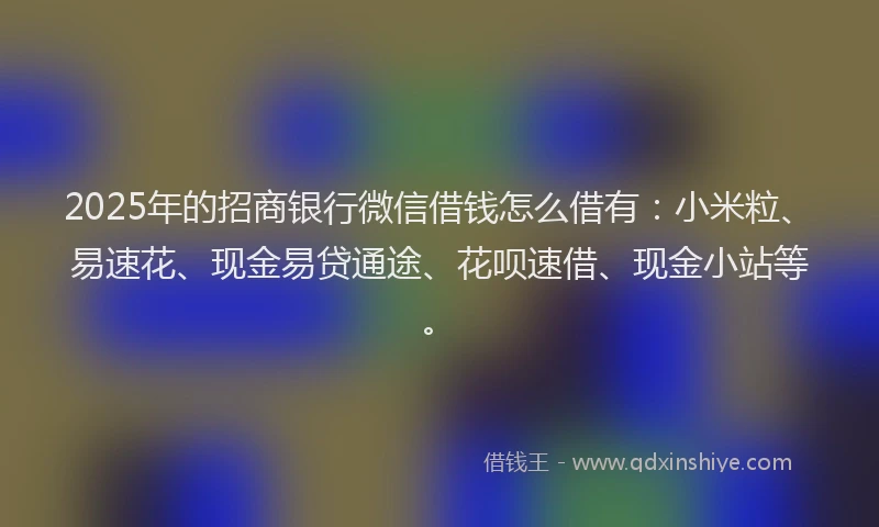 2025年的招商银行微信借钱怎么借有：小米粒、易速花、现金易贷通途、花呗速借、现金小站等。