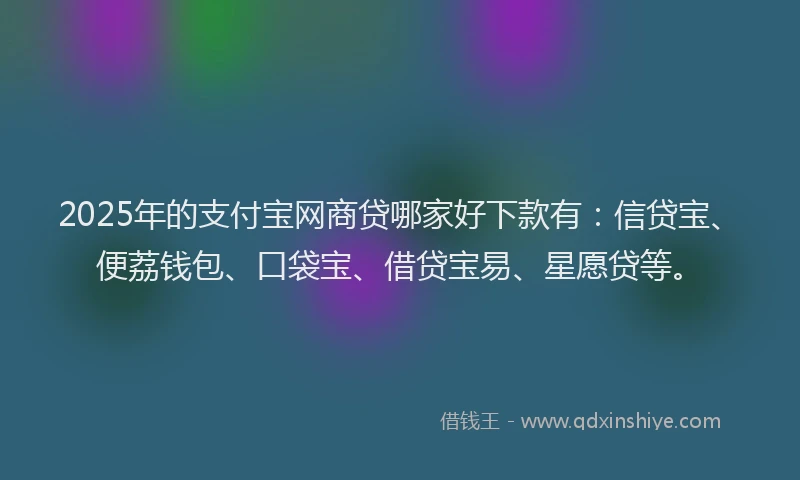 2025年的支付宝网商贷哪家好下款有：信贷宝、便荔钱包、口袋宝、借贷宝易、星愿贷等。