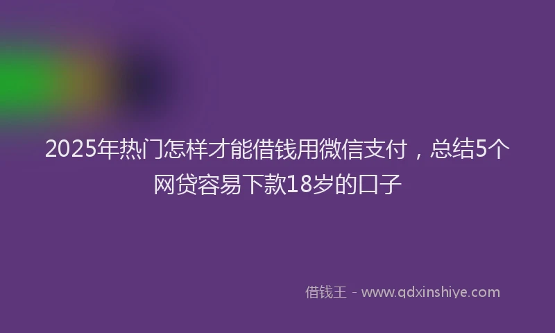 2025年热门怎样才能借钱用微信支付，总结5个网贷容易下款18岁的口子