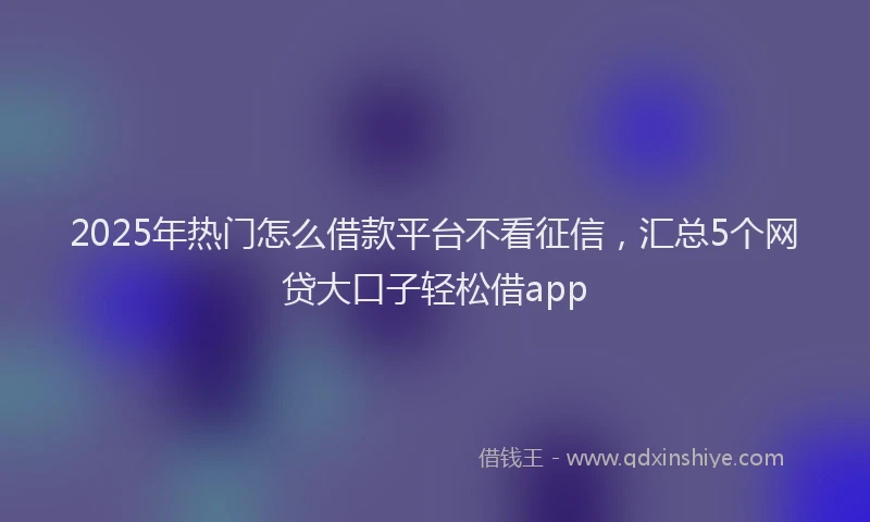 2025年热门怎么借款平台不看征信，汇总5个网贷大口子轻松借app