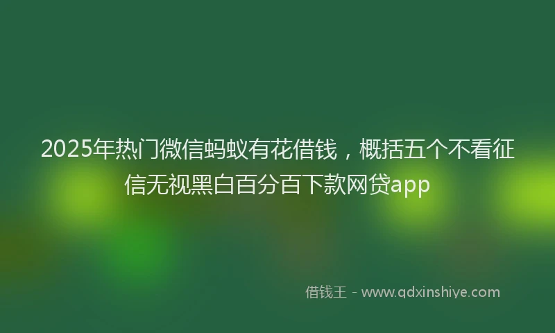 2025年热门微信蚂蚁有花借钱，概括五个不看征信无视黑白百分百下款网贷app