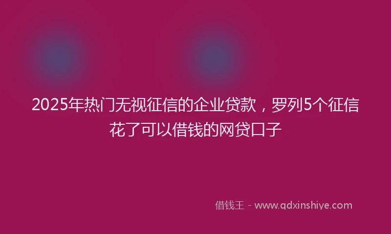 2025年热门无视征信的企业贷款，罗列5个征信花了可以借钱的网贷口子