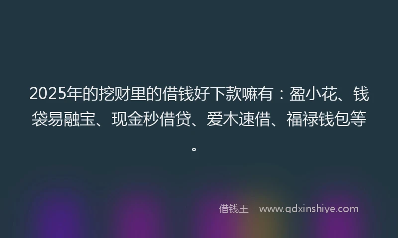 2025年的挖财里的借钱好下款嘛有：盈小花、钱袋易融宝、现金秒借贷、爱木速借、福禄钱包等。