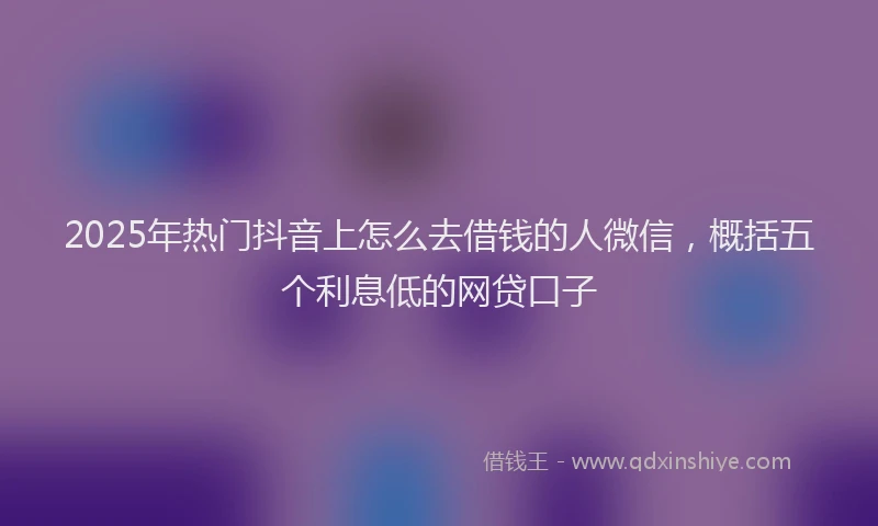 2025年热门抖音上怎么去借钱的人微信，概括五个利息低的网贷口子