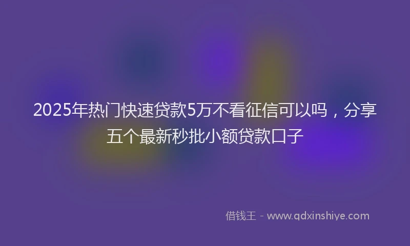 2025年热门快速贷款5万不看征信可以吗，分享五个最新秒批小额贷款口子